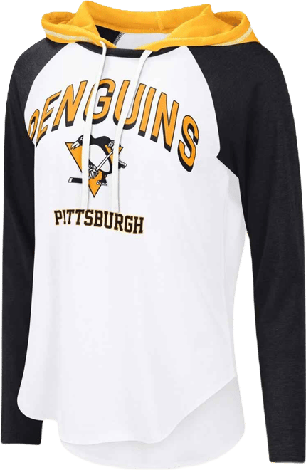 Women's White/Black Pittsburgh Penguins Vip Raglan Long Sleeve Hoodie T-Shirt
