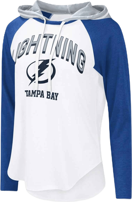 Women's White/Royal Tampa Bay Lightning Vip Raglan Long Sleeve Hoodie T-Shirt