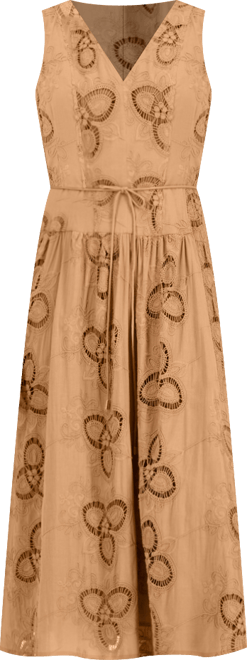 Women's Embroidered String-Belt Midi Dress