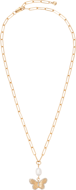 Butterfly Cultured Pearl Chain Necklaces