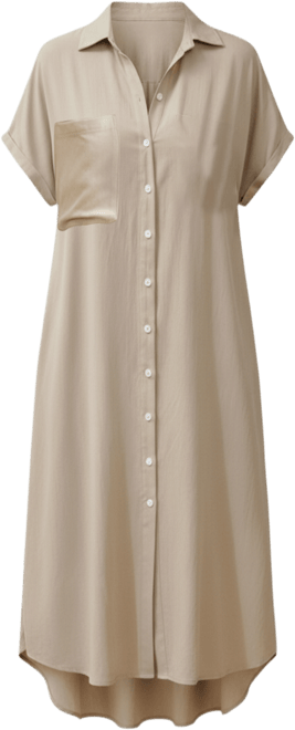 Women's Denim Short Sleeve Button Down Cover Up Dress