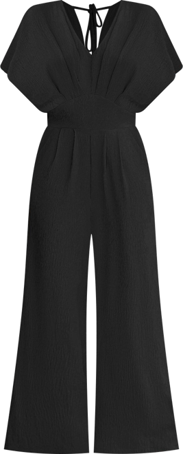 Women's V-Neck Short Sleeve Straight Leg Jumpsuit