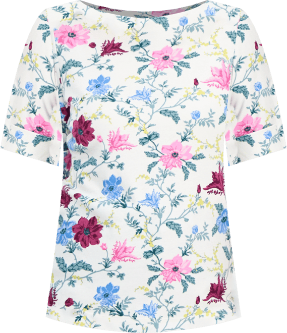 Style & Co Women's Printed Boat-Neck Elbow-Sleeve Top
