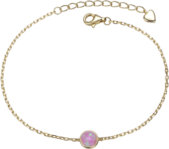 14K Gold Plated with Pink Cubic Zirconia Adjustable Bracelet