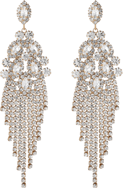 Crystal Fan Drop Earrings in Silver-Tone