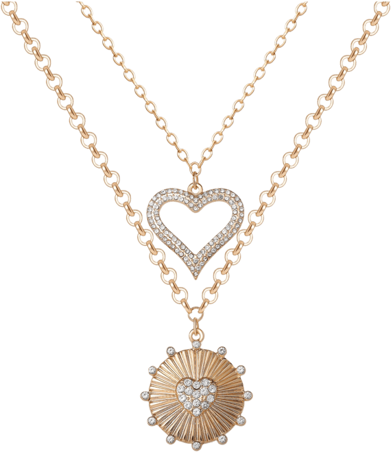 2-Piece Gold & Silver Heart and Eye Layered Necklace Set