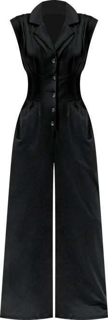 Women's Button-Front Wide-Leg Jumpsuit