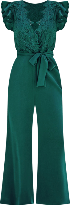 Women's Lace Ruffle Sleeve V-Neck Jumpsuit