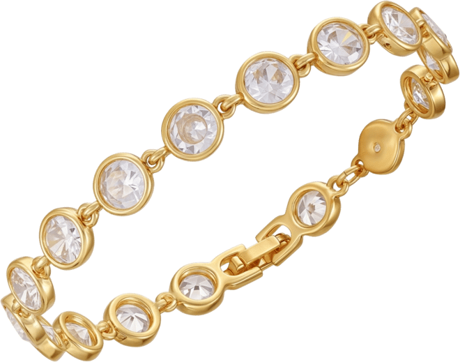 Gold Tone Cubic Zirconia Bezel Bracelet