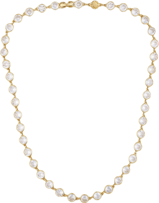 Gold Tone Cubic Zirconia Bezel Necklace
