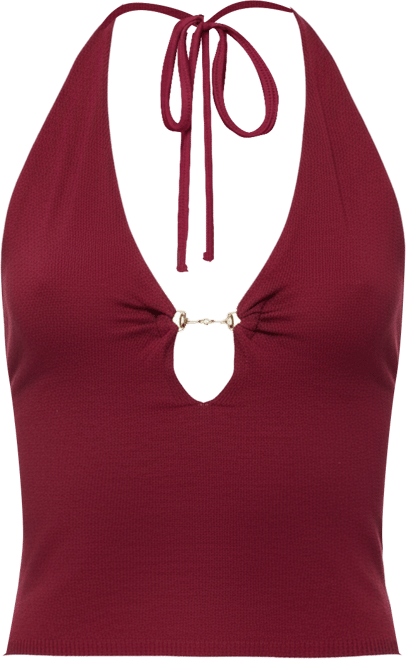 Women's Missie Knitted Plunge Neck Halter Top
