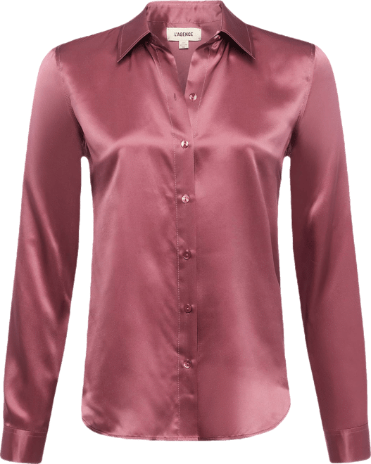 Tyler Silk Blouse in Dark Mauve | L'AGENCE