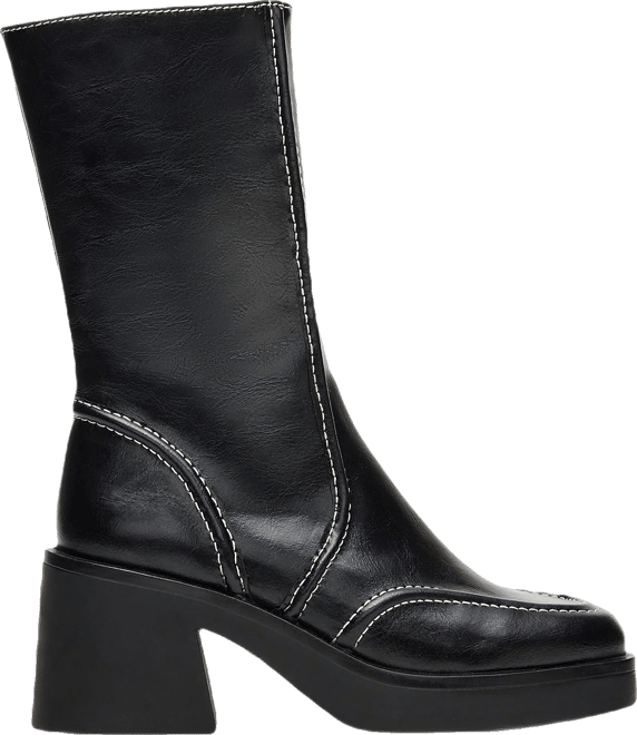 ALTER Black Patent Square-Toe Platform Block Heel Women's