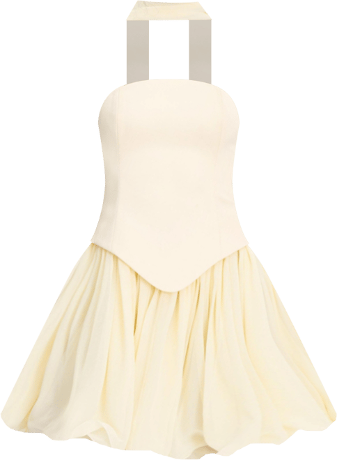 Women's Valentina Butter Yellow Boned Curve Edge Peplum Mini Dress