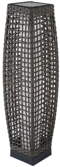 Waist Drum Rattan Floor Lamp, Square Hollow Woven Design for Indoor/Outdoor Ambiance Lamp