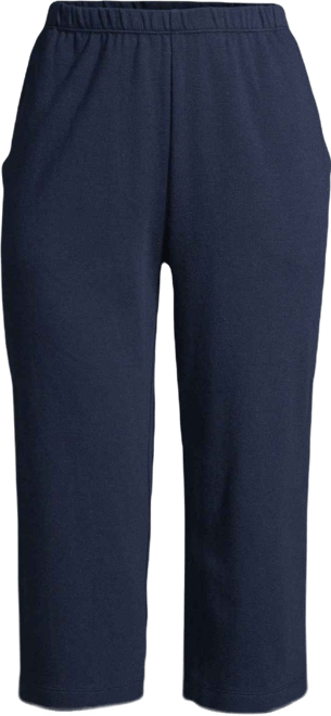 Petite Sport Knit High Rise Elastic Waist Pull On Capri Pants