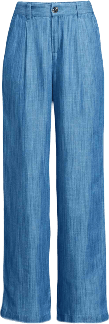 Women's High Rise Tencel Fiber Pleated Wide Leg Pants