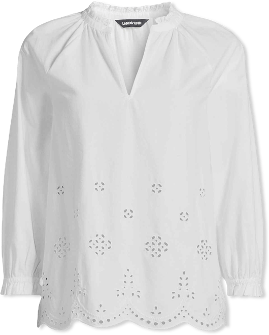 Women's Eyelet Split Neck Shirt