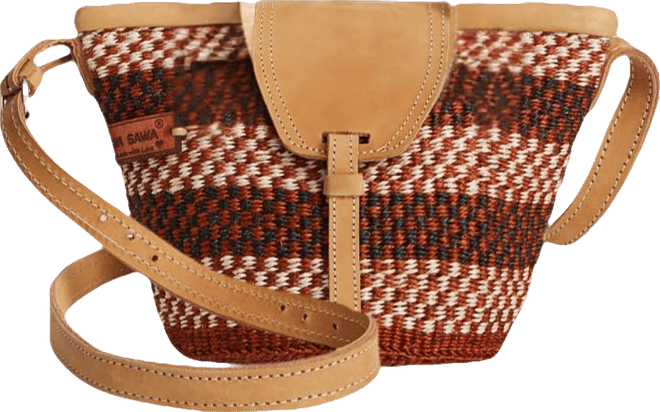 Life Damier Pattern Handwoven Sisal Straw Crossbody Shoulder Bag