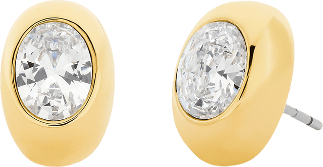 Oval Stone Stud Earrings