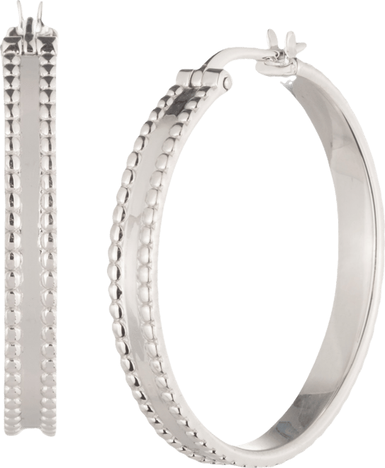 Sterling Silver Medium Hoop Earrings, 1.2"