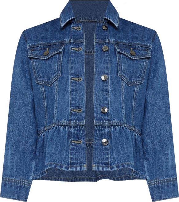Women's Classic Fit Peplum Denim Collared Jacket