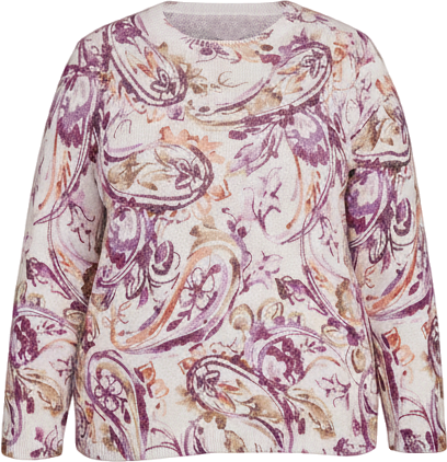 Plus Size Urban Legend Shimmer Paisley Crew Neck Sweater