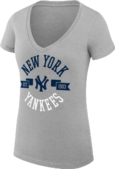 Women's Heather Gray New York Yankees City Graphic V-Neck Fitted T-Shirt