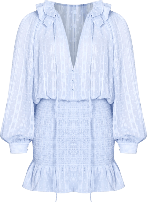 Women Zahari Blue Smock Bottom Balloon Sleeve Mini Dress