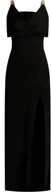 Tadashi Shoji Mora Pearl Strap Blouson Midi Dress