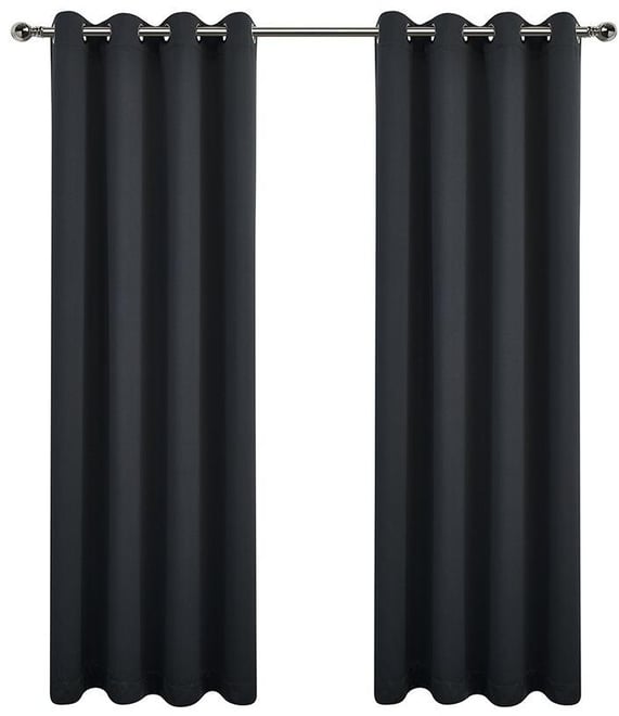 100% Hotel Blackout Thermal Insulated Grommet Curtains (2 Pack)