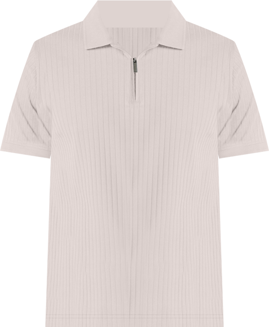 Men's Slim-Fit Ribbed Zip Polo Shirt