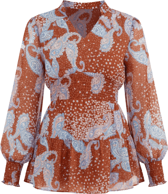 June + Vie Women's Plus Size Smocked Georgette Tunic