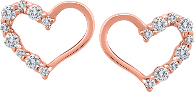 Cubic Zirconia Open Heart Stud Earrings in 18k Rose Gold-Plated Sterling Silver, Macy's Exclusive (Also available in Yellow Gold and Ste