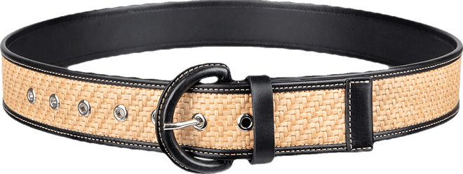 Women's Leather and Raffia Casual Belt