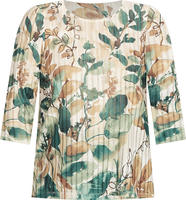 Women's Mount Laurel Abstract Leaf Sharkbite Hem Top with Necklace