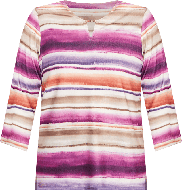 Women's Urban Legend Watercolor Biadere Beaded Split Neck Top