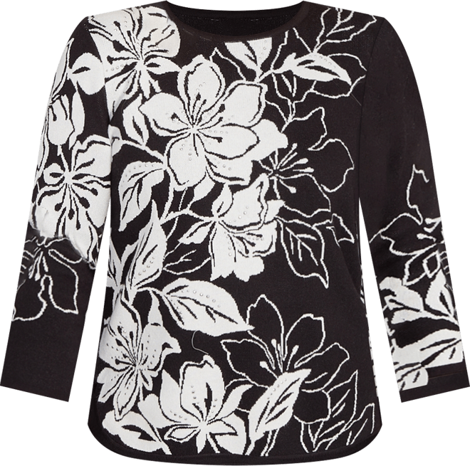 Women's Dramatic Floral Jacquard Sweater