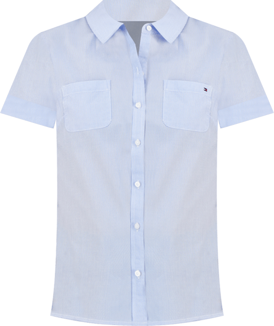 売れ筋商品|||トミー ヒルフィガー カットソー トップス レディース Women's Striped Cotton Camp Shirt Crnflr Blu Tommy Hilfiger Women's Striped Cotton Camp Shirt - Macy's