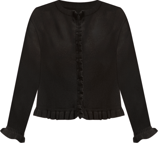 June + Vie Women's Plus Size Ruffle Hem Buttoned Sweater