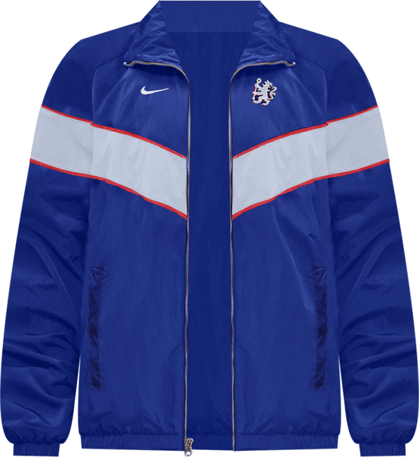 Chelsea FC Windrunner Dámská volná tkaná bunda Nike Football UV se zipem po celé délce