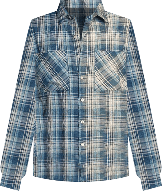Men's Steel Blue Tartan Plaid Shirt