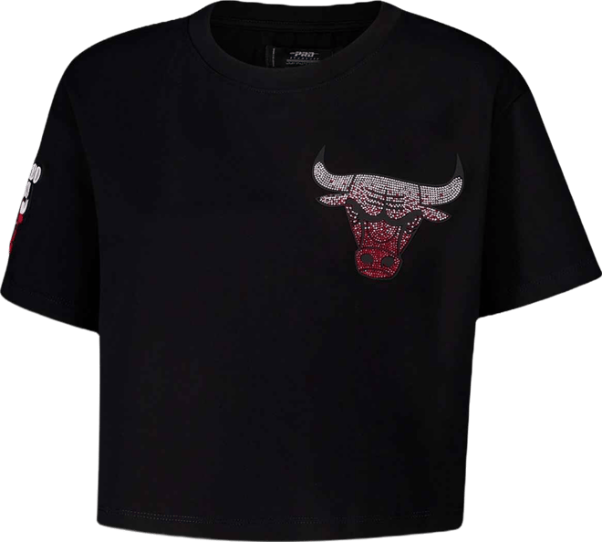 Women's Black Chicago Bulls Jewels Boxy Cropped T-Shirt