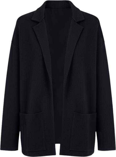 Ak Anne Klein Petite Long-Sleeve Notched-Collar Sweater