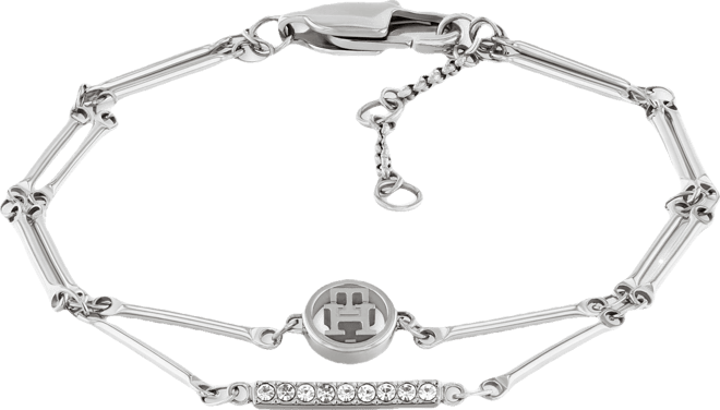 Logo & Pave Bar Double-Row Flex Bracelet