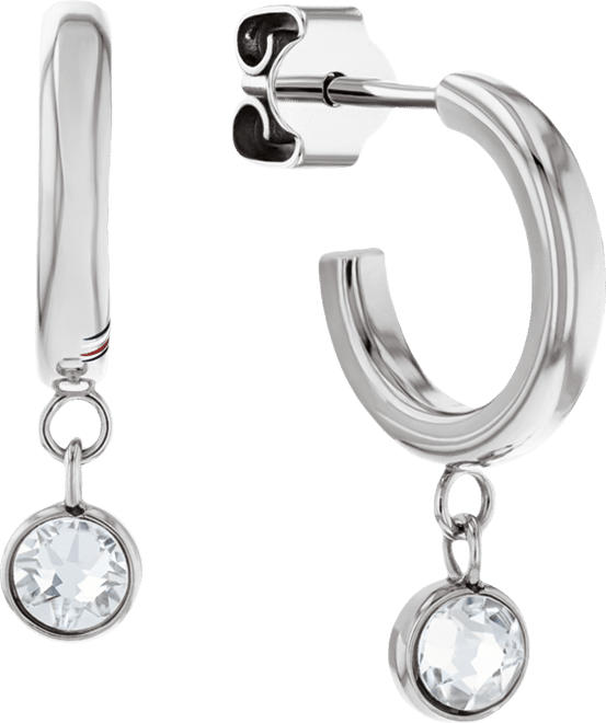 2-Pc. Set Pave Stud & Crystal Charm Hoop Earrings