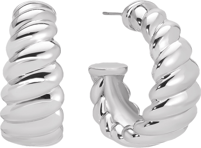 Modern Ribbed Hoops Earrings