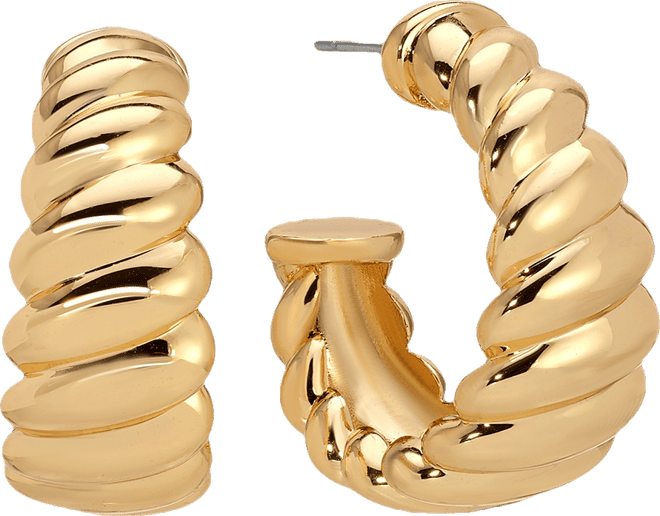 Modern Ribbed Hoops Earrings