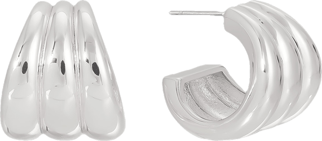 Triple Ribbed Hoops Earrings