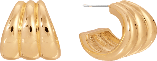 Triple Ribbed Hoops Earrings